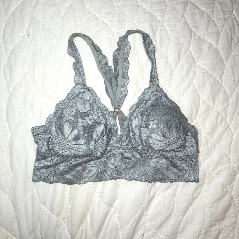 Aerie Lace Racerback Bralette Small Blue Floral Romantic Cottage Coquette